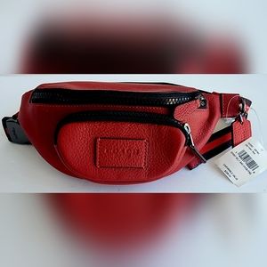 NWT Unisex COACH Sprint Belt Bag/Fanny Pack | Red Pebble Leather